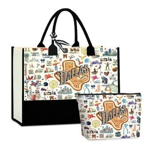 Dallas Themed Tote and Pouch Set